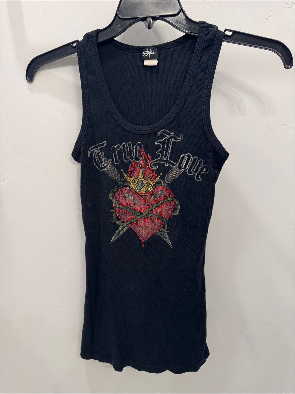 Stylish True Love Graphic Tank Top - Black